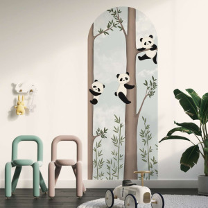Tapeta łuk - three pandas , rodzaj - tapeta flizelinowa