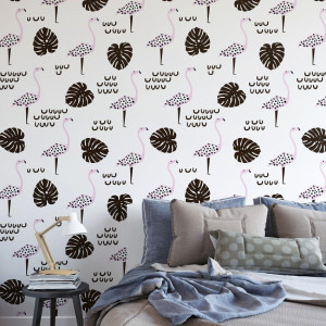Tapeta na ścianę - flamingo art , rodzaj - tapeta flizelinowa
