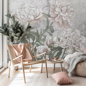 Tapeta na ścianę - peony wall , rodzaj - tapeta flizelinowa