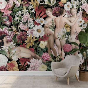 Tapeta na ścianę - women in flowers , rodzaj - próbka tapety 50x50cm