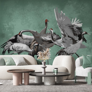 Tapeta na ścianę - green cranes , rodzaj - próbka tapety 50x50cm