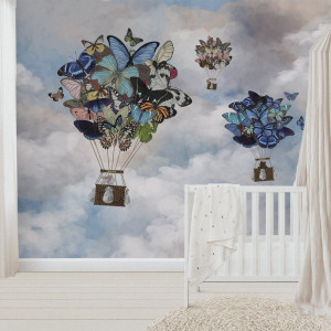 Tapeta na ścianę - butterfly balloons , rodzaj - tapeta flizelinowa laminowana