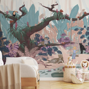 Tapeta na ścianę - dreamy jungle , rodzaj - tapeta flizelinowa laminowana