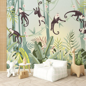 Tapeta na ścianę - monkey tropics , rodzaj - tapeta flizelinowa