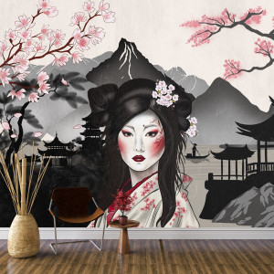 Tapeta na ścianę - geisha serenity , rodzaj - próbka tapety 50x50cm