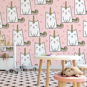 Tapeta dziecięca - unicorn cats , rodzaj - tapeta flizelinowa