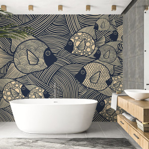 Tapeta na ścianę - fish pattern , rodzaj - próbka tapety 50x50cm