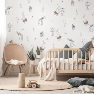Tapeta na ścianę - playful safari , rodzaj - tapeta flizelinowa