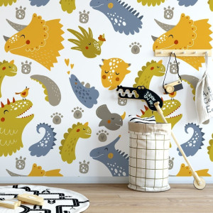 Tapeta dziecięca - dinosaur friends , rodzaj - próbka tapety 50x50cm