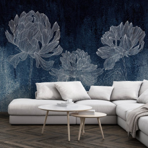 Srebrna tapeta - artful blooms , rodzaj - tapeta srebrna flizelinowa