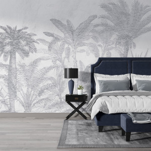 Srebrna tapeta - gleaming palms , rodzaj - próbka tapety 50x50cm