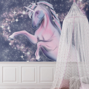 Srebrna tapeta - glitter unicorn , rodzaj - tapeta srebrna flizelinowa