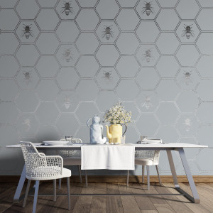 Srebrna tapeta - honeycomb harmony , rodzaj - próbka tapety 50x50cm