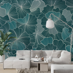 Srebrna tapeta - silver leaves , rodzaj - próbka tapety 50x50cm