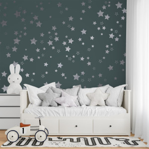 Srebrna tapeta - silver stars , rodzaj - próbka tapety 50x50cm