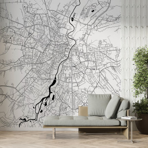 Tapeta na ścianę - mapa rzeszowa , rodzaj - tapeta flizelinowa laminowana