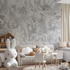 Tapeta na ścianę - drawn animals , rodzaj - tapeta flizelinowa laminowana