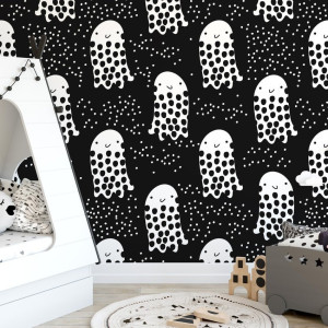Tapeta dziecięca - scandi octopus black , rodzaj - próbka tapety 50x50cm
