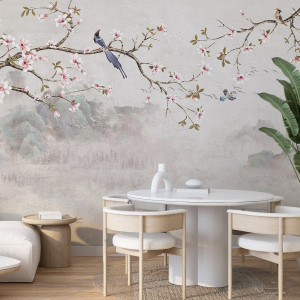 Tapeta na ścianę - magnolia branches , rodzaj - tapeta flizelinowa laminowana