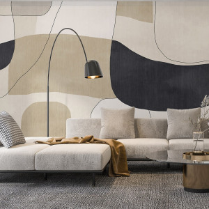 Tapeta na ścianę - beige abstract , rodzaj - tapeta flizelinowa laminowana