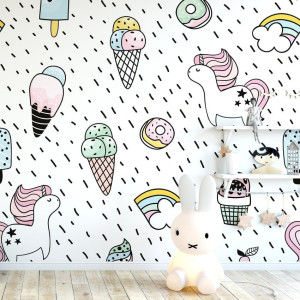Tapeta dziecięca - unicorn sweets , rodzaj - próbka tapety 50x50cm