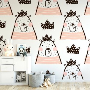 Tapeta dziecięca - pastel bears , rodzaj - tapeta winylowa strukturalna