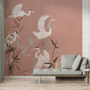Tapeta na ścianę - heron flock , rodzaj - tapeta flizelinowa