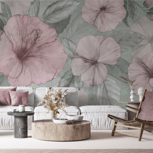 Tapeta na ścianę - calming hibiscus , rodzaj - tapeta winylowa strukturalna