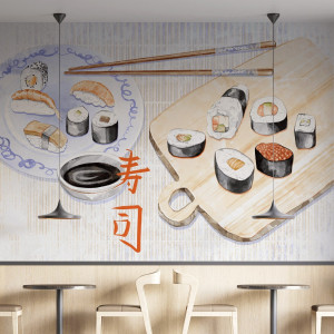 Tapeta na ścianę - sushi tasting , rodzaj - tapeta winylowa strukturalna