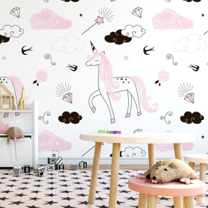 Tapeta dziecięca - unicorn kingdom , rodzaj - tapeta flizelinowa