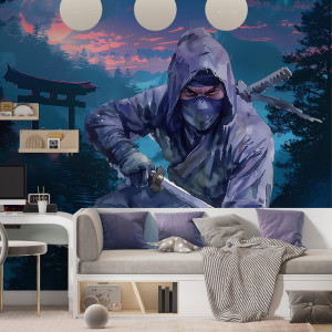Tapeta na ścianę - ninja evening , rodzaj - tapeta winylowa strukturalna