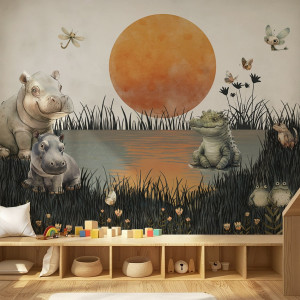 Tapeta na ścianę - pond friends , rodzaj - próbka tapety 50x50cm