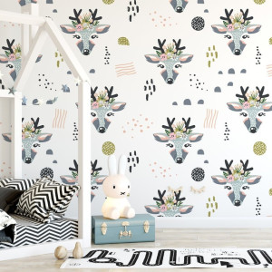 Tapeta dziecięca - scandi woodland , rodzaj - tapeta flizelinowa laminowana