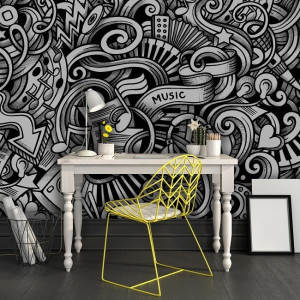 Muzyczna abstrakcja - tapeta designerska , rodzaj - tapeta flizelinowa laminowana