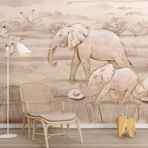 Tapeta na ścianę - elephant ramble , rodzaj - tapeta winylowa strukturalna