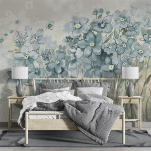 Tapeta na ścianę - forget-me-not field , rodzaj - tapeta flizelinowa laminowana