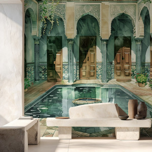 Tapeta na ścianę - moroccan courtyard , rodzaj - tapeta flizelinowa