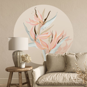 Tapeta w kształcie koła - pastel strelitzia , rodzaj - próbka tapety 50x50cm