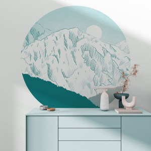 Tapeta w kształcie koła - frozen peaks , rodzaj - tapeta flizelinowa laminowana