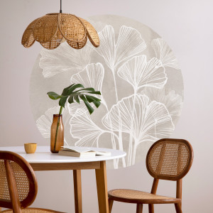 Tapeta w kształcie koła - calm gingko , rodzaj - próbka tapety 50x50cm