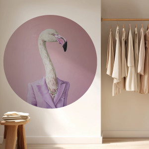 Tapeta w kształcie koła - chic flamingo , rodzaj - tapeta winylowa strukturalna