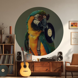 Tapeta w kształcie koła - hipster parrot , rodzaj - próbka tapety 50x50cm