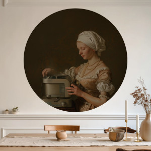 Tapeta w kształcie koła - modern housewife , rodzaj - tapeta winylowa strukturalna