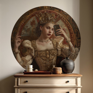 Tapeta w kształcie koła - royal selfie , rodzaj - tapeta winylowa strukturalna