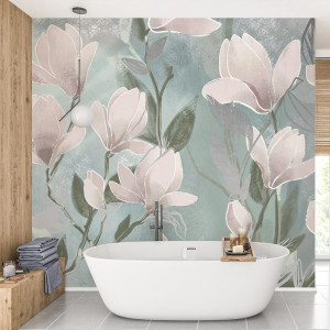 Srebrna tapeta - magnolia glint , rodzaj - tapeta srebrna flizelinowa