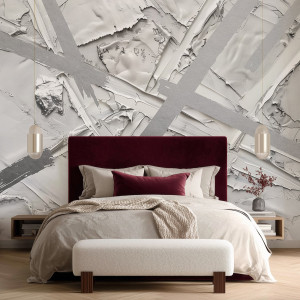 Srebrna tapeta - silver strokes , rodzaj - próbka tapety 50x50cm