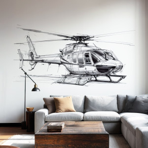 Tapeta na ścianę - helicopter sketch , rodzaj - tapeta flizelinowa laminowana