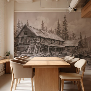 Tapeta na ścianę - old sawmill , rodzaj - tapeta flizelinowa