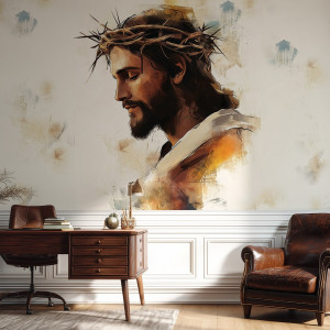 Tapeta na ścianę - christ in the crown , rodzaj - tapeta flizelinowa laminowana