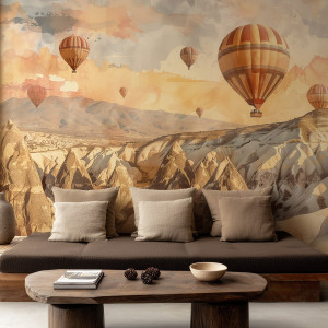 Tapeta na ścianę - sunrise in cappadocia , rodzaj - tapeta winylowa strukturalna